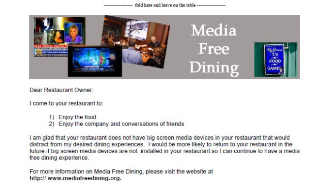 Feedback card for restaurants without big screen media devices